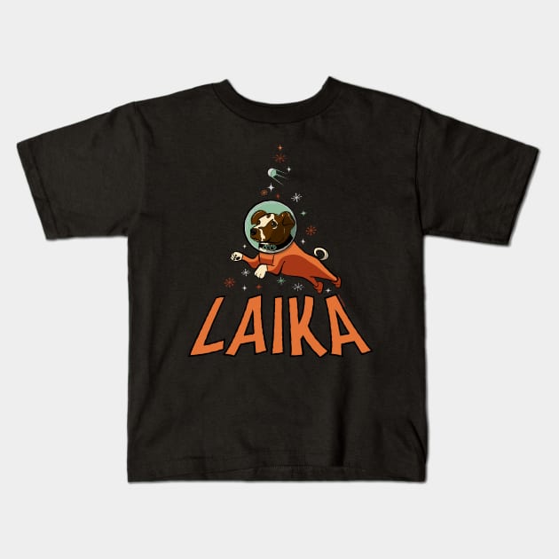 Laika the first dog in space Kids T-Shirt by VioletAndOberon